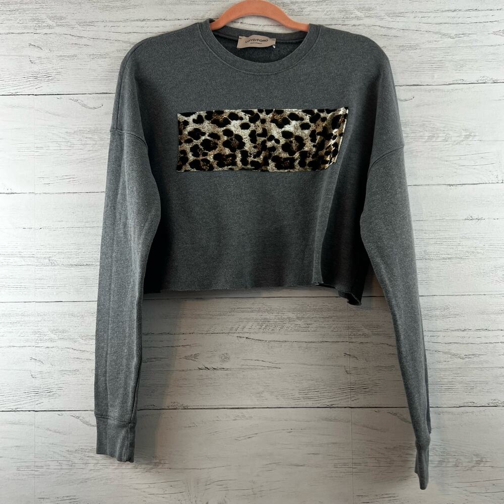 Loyd/Ford Gray Velvet Leopard Sweatshirt Size M